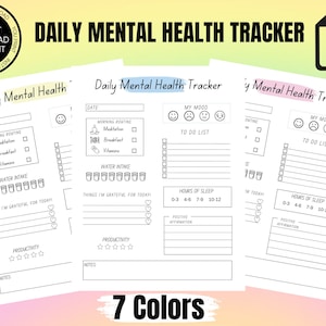 Daily Mental Health Tracker | Printable Mood Tracker | Self Care Journal | Mood Health Tracker | Anxiety Tracker | Emotion Tracker | PDF