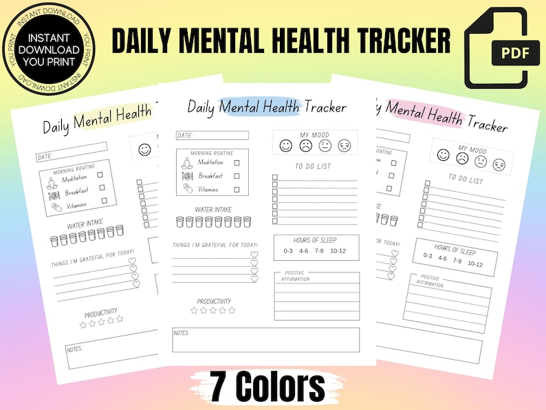 Daily Mental Health Tracker | Printable Mood Tracker | Self Care ...