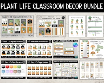 Boho Plants Classroom Decor Bundle | Rustic Modern Boho Decor