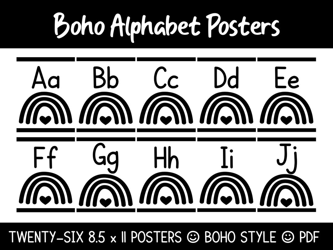 BOHO RAINBOW Alphabet Posters Boho Classroom Neutral Rainbow
