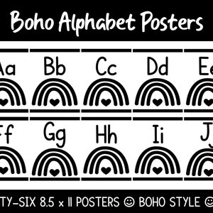 BOHO RAINBOW Alphabet Posters | Boho Classroom | Neutral Rainbow Classroom Decor | Instant Download