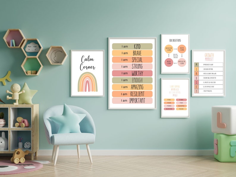 Calming Corner Wall Art Poster Set: 15 Calm Down Strategies ...