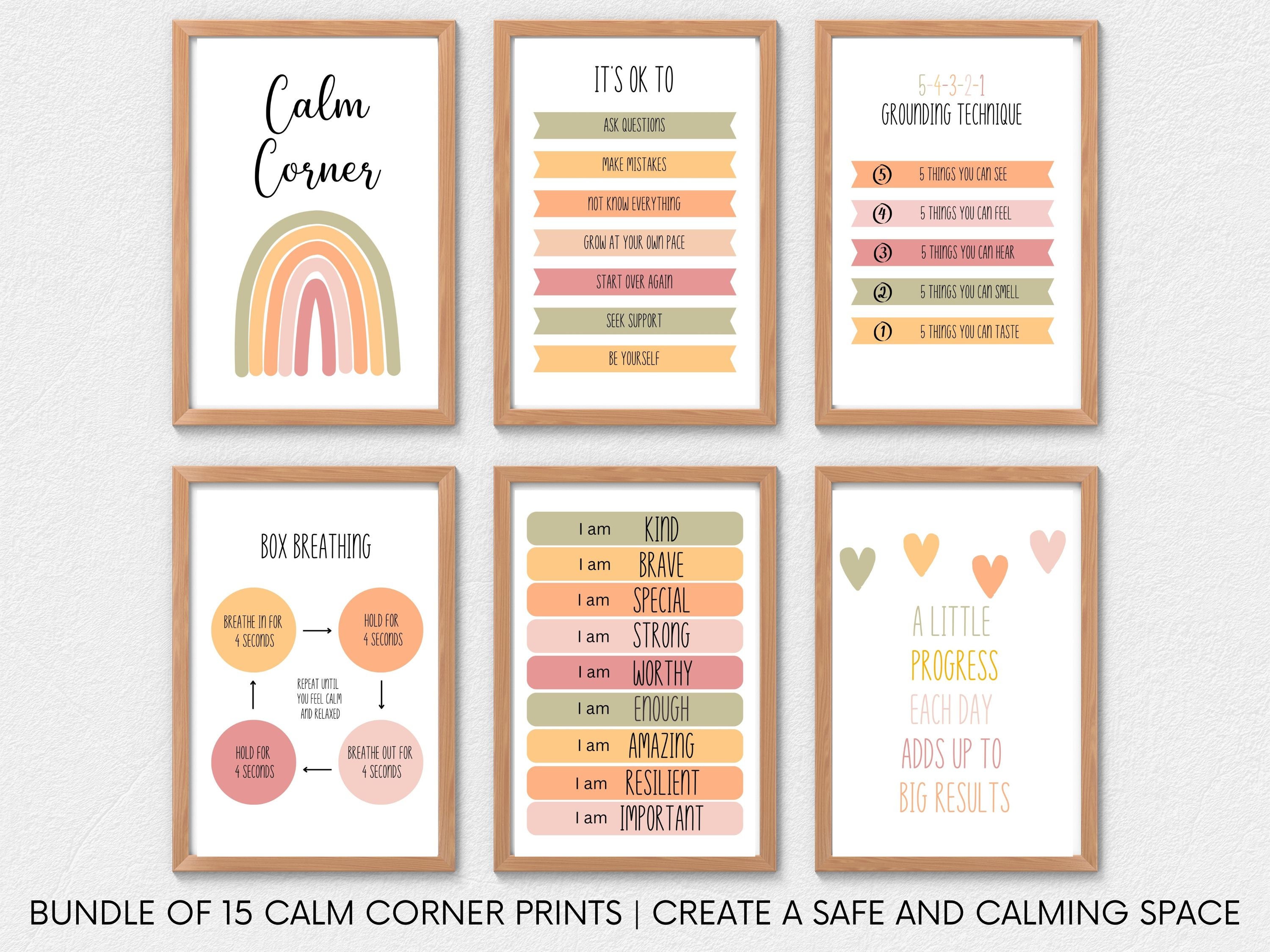 Calming Corner Wall Art Poster Set: 15 Calm Down Strategies ...