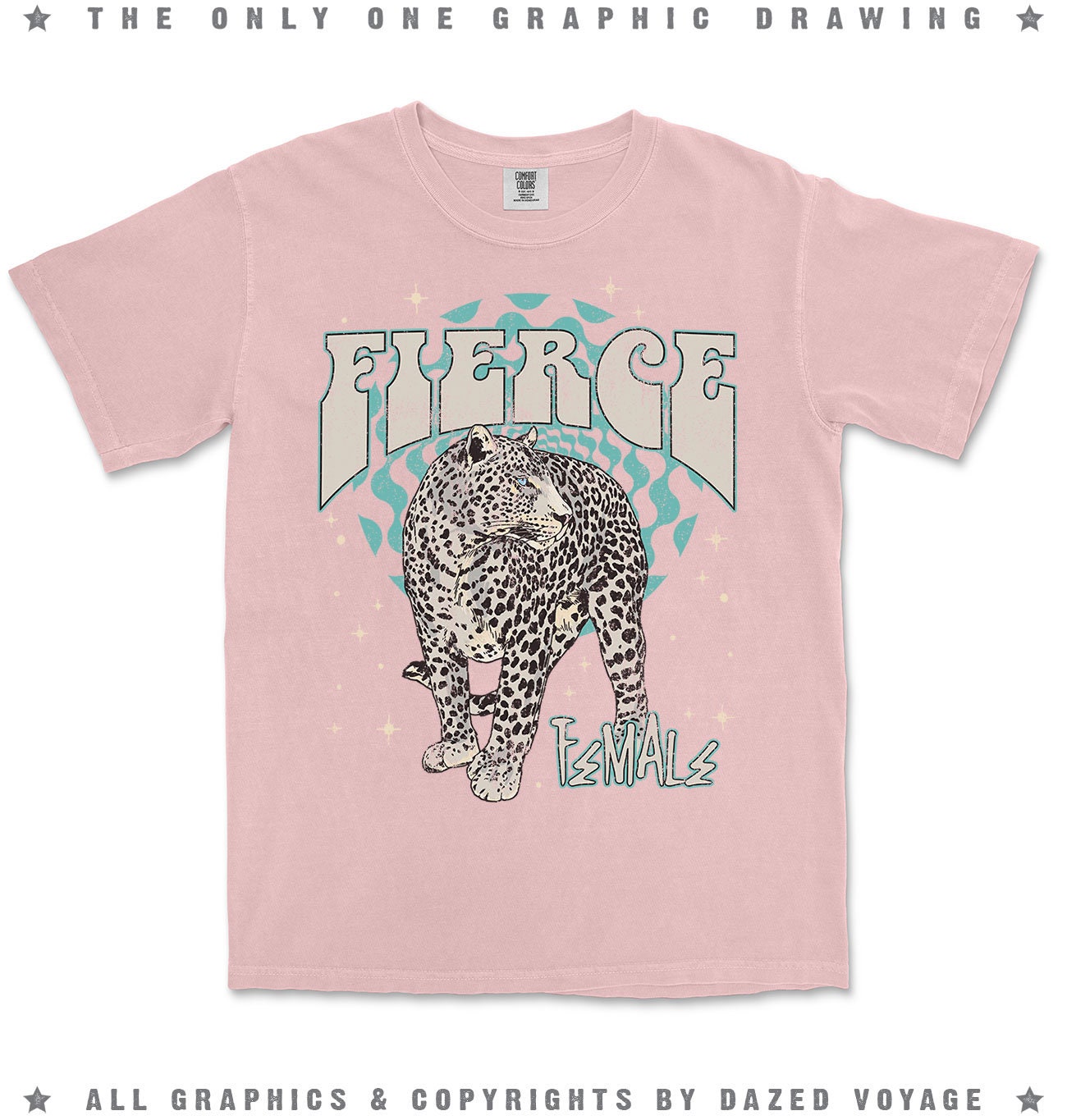 Discover Fierce T-Shirt, Leopard Shirt, Retro Tee, Vintage Tee, Cool Shirt, Leopard, Motivational Shirt, Girl Power Shirt, Comfort Colors T-shirt