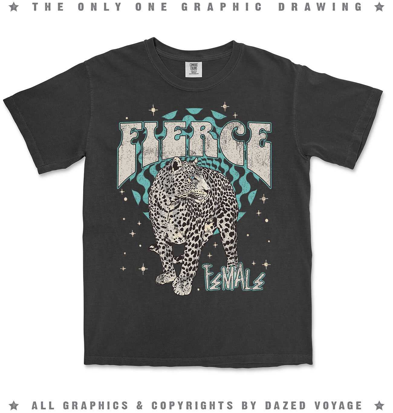 Discover Fierce T-Shirt, Leopard Shirt, Retro Tee, Vintage Tee, Cool Shirt, Leopard, Motivational Shirt, Girl Power Shirt, Comfort Colors T-shirt