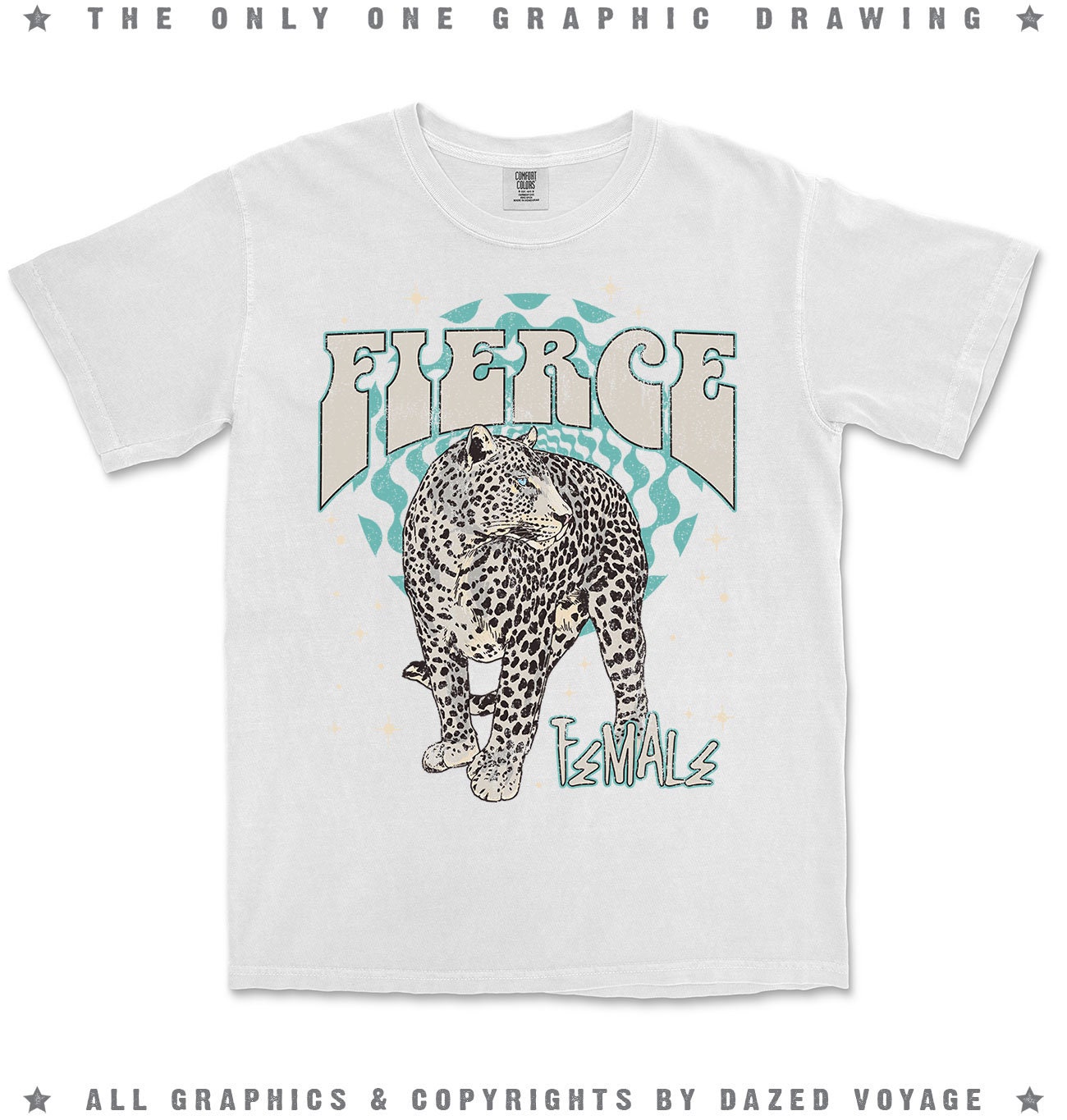 Discover Fierce T-Shirt, Leopard Shirt, Retro Tee, Vintage Tee, Cool Shirt, Leopard, Motivational Shirt, Girl Power Shirt, Comfort Colors T-shirt