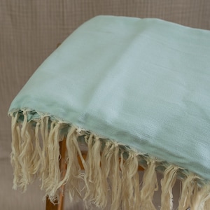 Moroccan blanket 100% organic cotton, baby blanket, fine and soft, bed throw, summer bedspread, picnic and beach - 150x250 - Blue