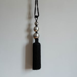 Marokkanischer Vorhanghalter, Quaste, Vorhanghalter, orientalischer Vorhanghalter, handgefertigt, silbernes Metall, Sabra, schwarz