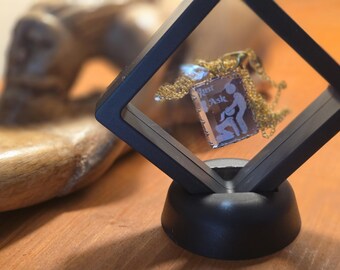 Blue Laser Engraved Crystal "Just Ask" Pendant - Sexy Lifestyle Jewelry for Couples & Swingers.