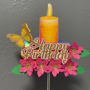 Encanto candle cake topper Happy BDY w/Pink