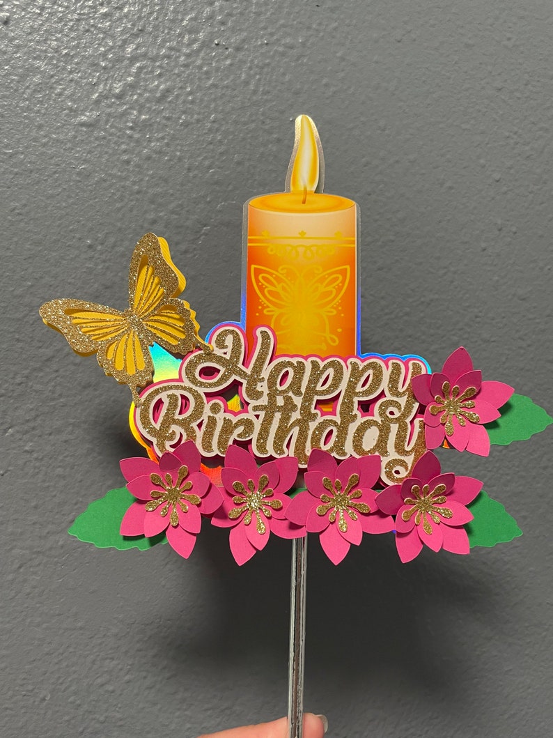 Encanto candle cake topper Happy BDY w/Pink