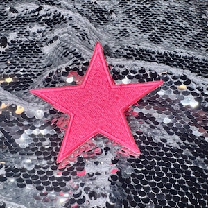 Hot Pink Star Iron On Embroidery Patch