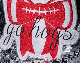 2 Arkansas Razorbacks Iron-On Patches - HOGS Team Patches, 3" X 2.5" & 2.5", Rare Lot