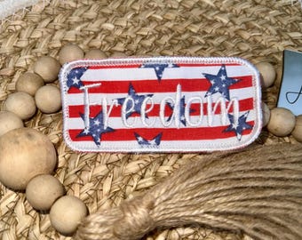 Freedom Embroidered Iron on Patch (4 3/16" x 2")