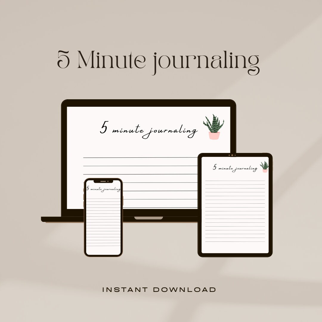 5 Minute Journaling, Instant Download, Minimal Productivity Journal ...