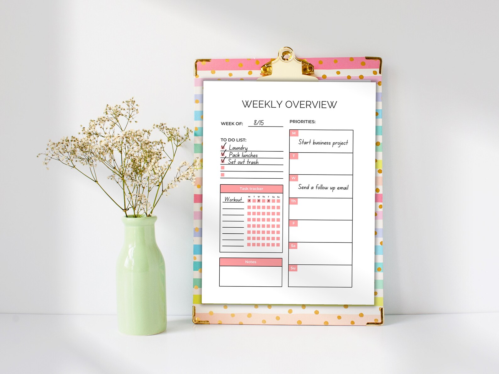 Weekly Planner Printable. Weekly Overview Style With a to Do List ...