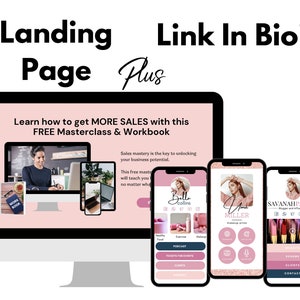Link in bio template. Instagram Landing Page Template. Canva link in bio landing page. Bio link Canva. Link in bio pink. Canva landing page
