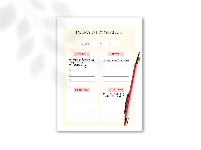Daily Planner Printable at A Glance. PDF Includes a to Do List. Keep ...