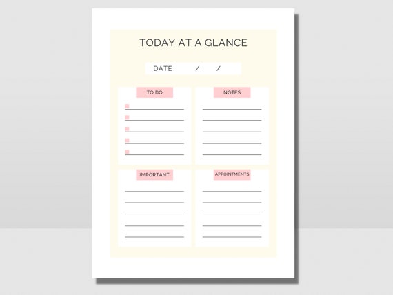Daily Planner Printable at A Glance. PDF Includes a to Do - Etsy