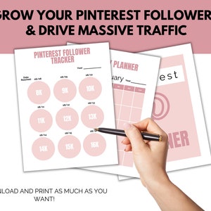 Pinterest planner. Keep up with your Pinterest group boards. Social media content planner includes a followers tracker. Commercial use. image 6