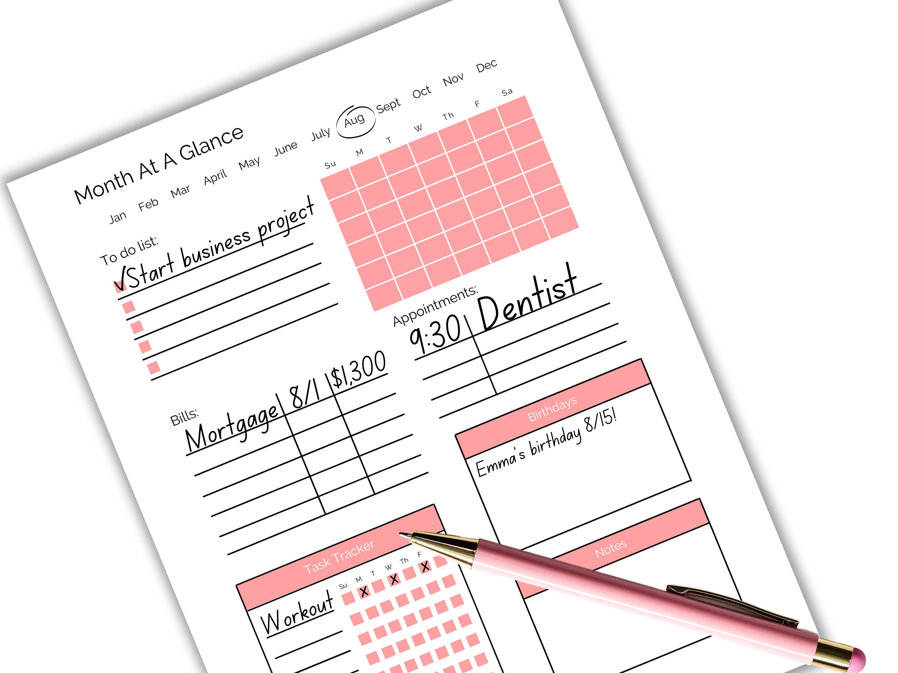 Month at a Glance Planner Printable. Undated. PDF Includes a to Do List ...