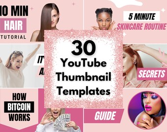 YouTube thumbnail. Pink YouTube. YouTube thumbnail templates. YouTube channel. YouTube kit. Bonus YouTube banner & YouTube content planner.