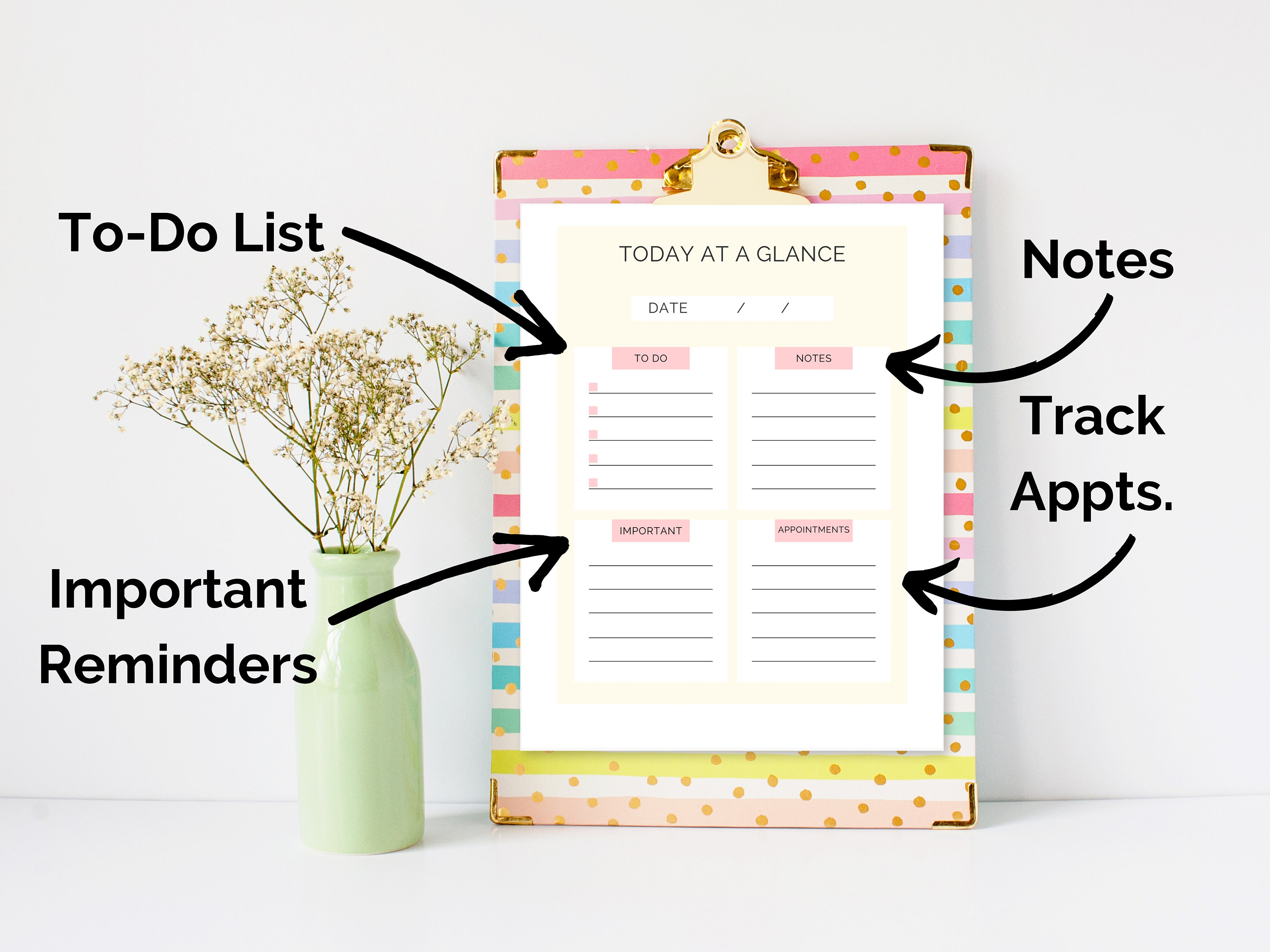 Daily Planner Printable at A Glance. PDF Includes a to Do List. Keep ...