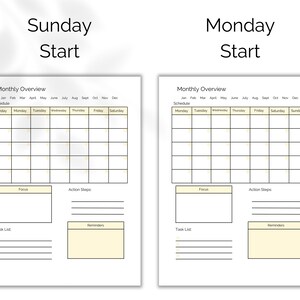 Monthly Overview Planner Printable. Month on One Page PDF. Has a Blank ...
