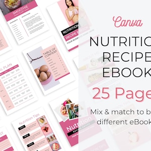Canva de modèle de livre électronique sur la nutrition. Livre électronique sur la nutrition bien-être. Modèle de livre électronique de coach de santé. Blogueuse culinaire. Livre électronique de recettes nutritionnelles Canva. Plan de repas