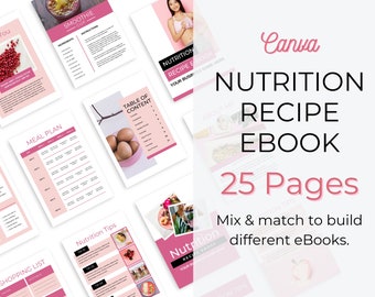 Nutrition eBook Template Canva. Wellness Nutrition eBook. Health Coach eBook Template. Food Blogger. Nutrition Recipe eBook Canva. Meal Plan