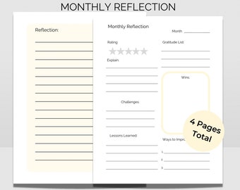 Monthly reflection printable template. Use this PDF worksheet as a monthly review, monthly assessment, monthly evaluation or monthly summary