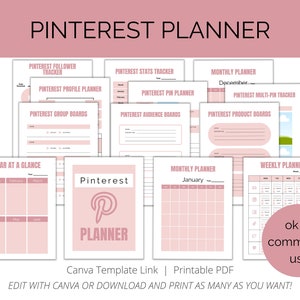 Pinterest planner. Keep up with your Pinterest group boards. Social media content planner includes a followers tracker. Commercial use. image 1