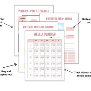 Pinterest planner. Keep up with your Pinterest group boards. Social media content planner includes a followers tracker. Commercial use. image 2
