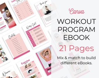 Fitness Ebook Template. Fitness Program Planner. Fitness Coach Template. Exercise guide template Gym Packet Health Instructor Canva Template