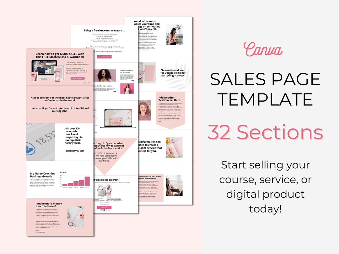 Canva Sales Page Template. Online Course Launch Template. Website ...