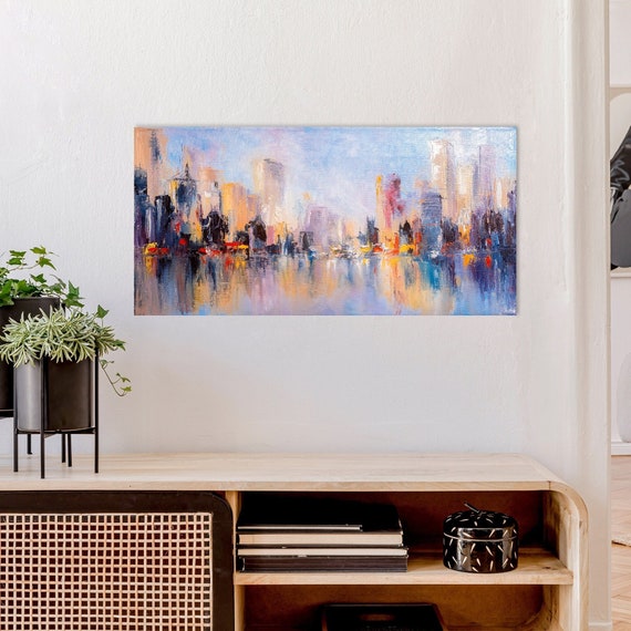 Large City Landscape Painting Large Urban Art Painting Urban Etsy