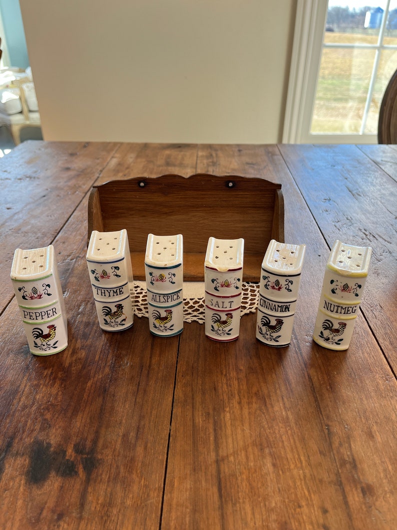 Antique Book Spice Set and Shelf Six Ceramic Book Canisters Etsy