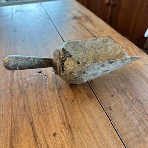 Vintage Metal Feed Scoop, Grain, Animal Feed, Scoop, Decor, 1960s