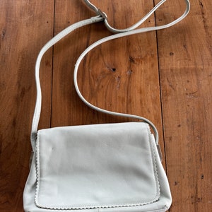 Vintage Liz Claiborne Leather Co Purse, Leather, Light Blue, Pastel, Shoulder Bag, 1980s