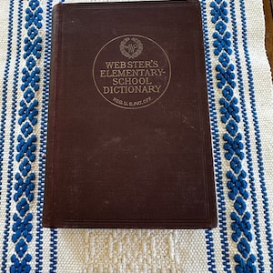 Antique Webster&#39;s Elementary School Dictionary, Illustrated, American Book Company, Maroon, Made in USA, 1914