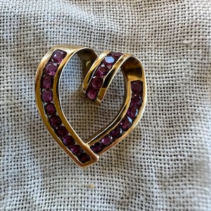 Vintage Amethyst Herz Gold Anhänger, 14 kt Gold, Slide Anhänger, Schmuck, 1980er Jahre