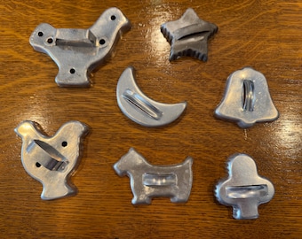 Vintage Cookie Cutters, Aluminum, Cookies, Baking, Christmas Cookies, 1950s