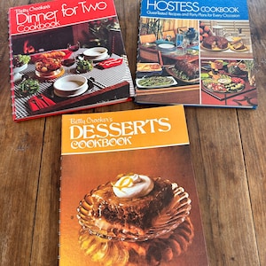 Vintage Betty Crocker Cook Books, Set of Three, Betty Crocker, Recipes, Hardcover, Metal Binding, Advertising, Made in USA, 1970s