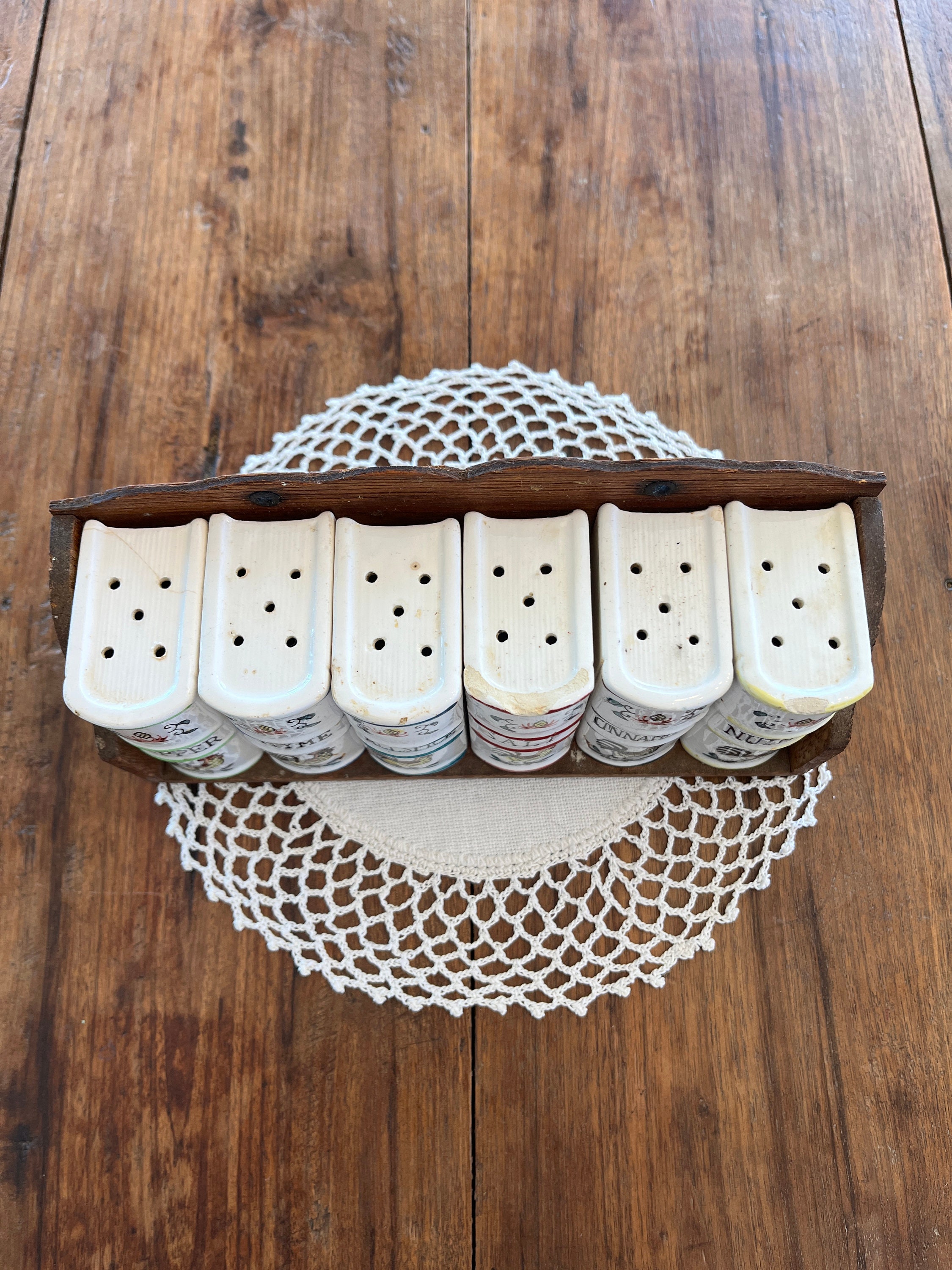 Antique Book Spice Set and Shelf Six Ceramic Book Canisters Etsy
