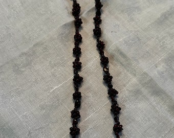 Vintage Glass Beaded Necklace, Dark Red, Cluster Pattern, 1980s