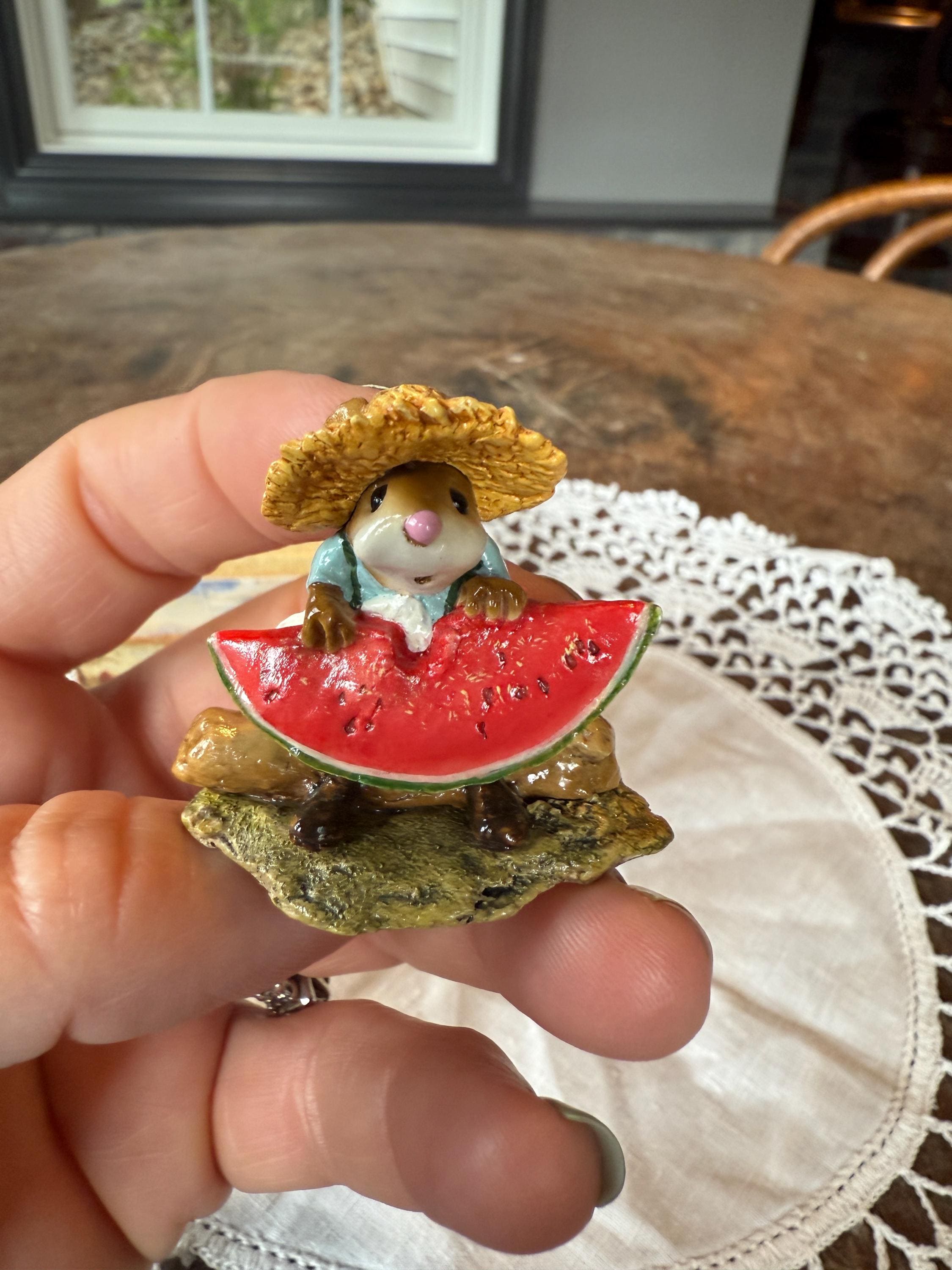 Wee Forest Folk Mouse Eating Watermelon, “farm Boy