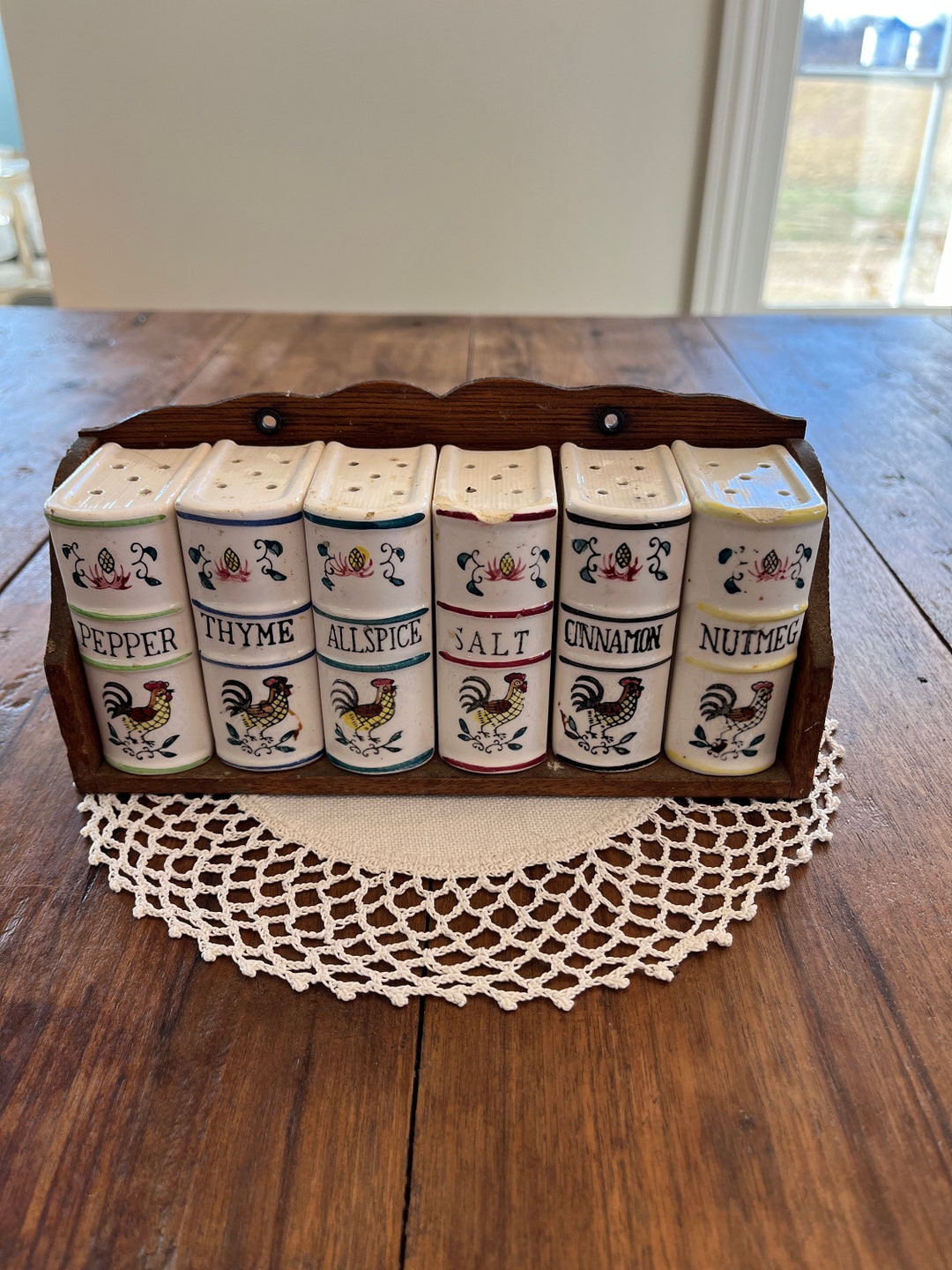 Antique Book Spice Set and Shelf Six Ceramic Book Canisters Etsy