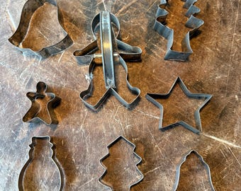 Vintage Cookie Cutters, Tin, Metal, Cookies, Baking, Christmas Cookies, Holidays, Parties, 1960s