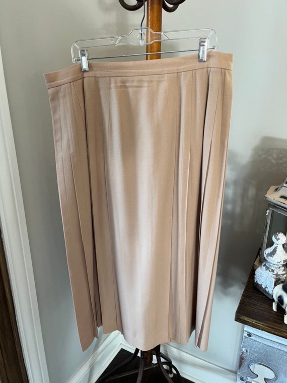 Vintage Women’s Wool Skirt, Tan, Pleated, Talbots 