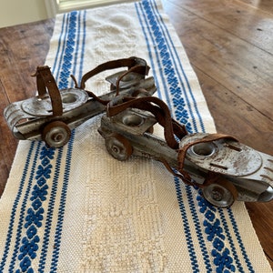 Antique Roller skates, Overshoe, Leather Straps, 1920-40s